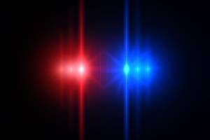 police car lights in the dark