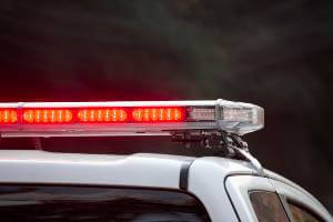 rear view of police lights on squad car