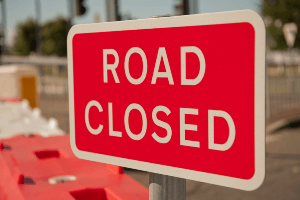 Road closed sign