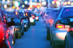 early morning traffic on interstate