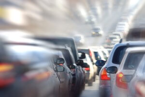 early morning rush hour traffic on highway