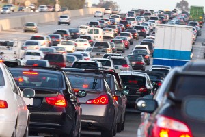 rush hour traffic during morning commute