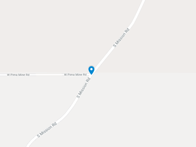 google map image of intersection with pima mine road