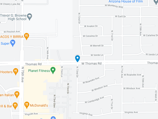 map showing thomas road and 72nd drive