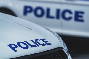 police cars arrive at crash scene