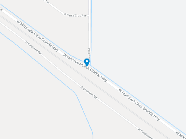 overhead map of casa grande highway near crash site