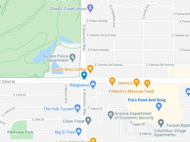 map img-area near Alvernon Way and 22nd Street
