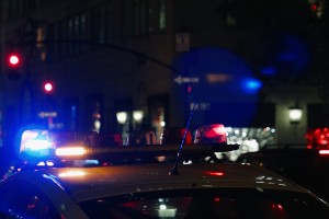 flashing emergency vehicle lights at night